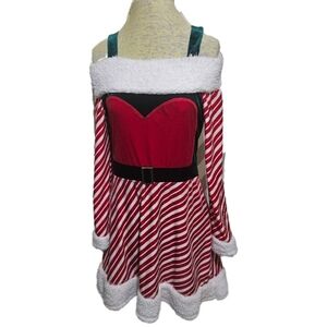 Mrs. Santa Claus Christmas dress, off shoulder, faux fur, No Boundaries,  Large